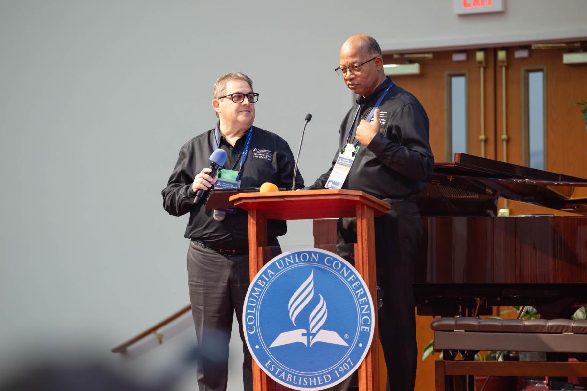 Jose Esposito and Marcellus Robinson at the constituency meeting