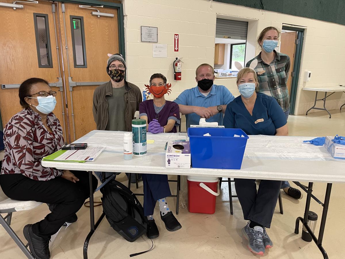 Staff and volunteers helped administer the Moderna Covid-19 Vaccine at the Baltimore White Marsh church recently.