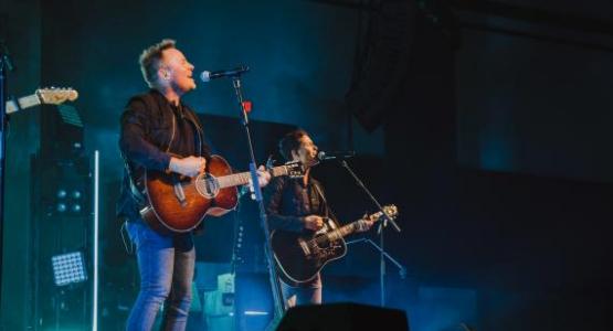 Chris Tomlin performs on-stage