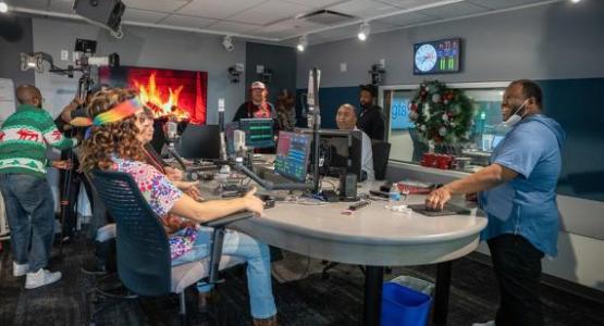 WGTS crew jokes with movie cast between breaks WGTS crew jokes with movie cast between breaks