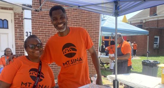 Mount Sinai church members Winifred Smith and Richard Nixon volunteer during the church’s annual community health fair. Mount Sinai Church Hosts Health Fair, Allegheny East Conference, Mount Sinai church,