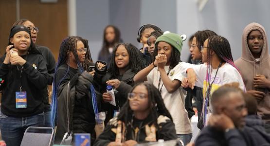 Young people participate in a fun activity during Saturday evening’s social. Youth Congress Results in 40 Baptismal Pledges, Allegheny East Conference, Roland E. Powell Convention Center, “Foundations—Faith, Fulfillment, and Fortitude", Samantha Howard, Vandeon Griffin, Trevor Kinlock, Laurent Grovesner