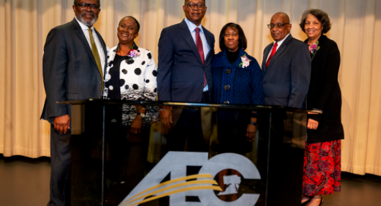Gary Wimbish, Vice President for Administration and wife, Cecelia; Dr. Marcellus T. Robinson, president and wife, Maryann; and Lawrance E. Martin, VP for Finance and wife, Kim. Gary Wimbish, Vice President for Administration and wife, Cecelia; Dr. Marcellus T. Robinson, president and wife, Maryann; and Lawrance E. Martin, VP for Finance and wife, Kim.