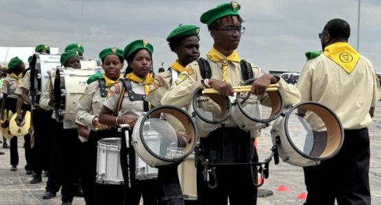 Allegheny East Conference's Metropolitan Metrolites Drum Corps prepare to showcase their talents.