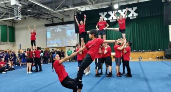 The Aerials team participates at the “Live for Him” Acrofest 2019.