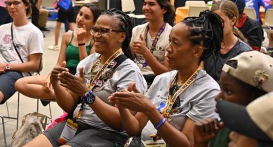 Allegheny West Conference's Dayton Eagles participate in the sign language honor at the International Camporee