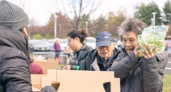 On Sunday, Nov. 19, 2017, Columbia, Maryland, residents pick up fresh produce at the North American Division of the Seventh-day Adventist Church's first Thanksgiving Produce Giveaway and Wellness Screening.