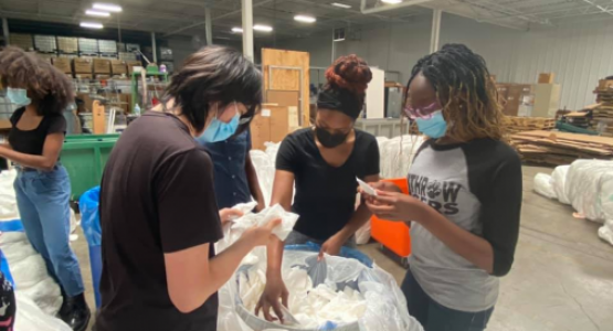 Clifton members Houpu Xu, Lawrencia Robinson and Farrah Mugwisi sort medical supplies for shipment to overseas disaster zones at the Matthew 25 Ministries community center. Clifton members Houpu Xu, Lawrencia Robinson and Farrah Mugwisi sort medical supplies for shipment to overseas disaster zones at the Matthew 25 Ministries community center.