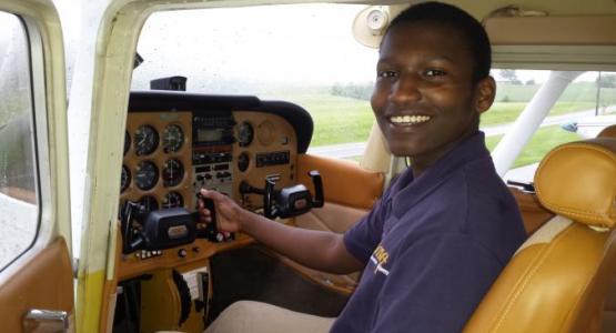 Junior David Masaka completes ground school at Blue Mountain Academy and is now beginning flight training with Training Mission Aviation. 