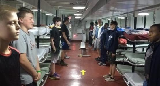 Desmond T. Doss Christian Academy students spend time on the USS Yorktown WWII aircraft carrier.