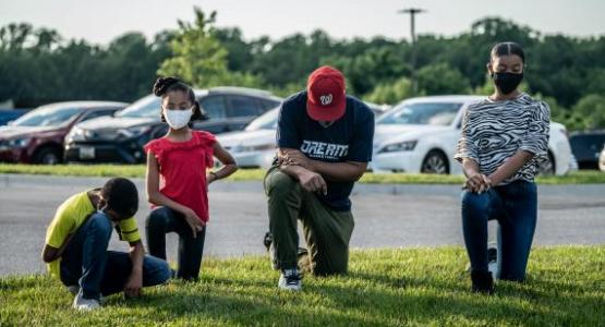 Families gathered during the Community Prayer Vigil at Spencerville Adventist Academy | Photo by Dan Weber/NAD