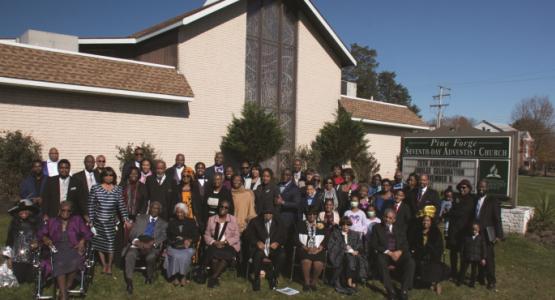 Pine Forge church members celebrate the church’s 75th anniversary with a Sabbath jubilee service. Allegheny East, Pine Forge Academy