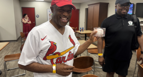 G. Alexander Bryant, North American Division president, poses with the baseball he used for the first pitch at the St. Louis Cardinals' game on July 10, 2025. Bryant, who grew up in St. Louis, benefitted from the team's free ticket program for youth with good grades. Photo: Kimberly Luste Maran/North American Division G. Alexander Bryant, North American Division president, poses with the baseball he used for the first pitch at the St. Louis Cardinals' game on July 10, 2025. Bryant, who grew up in St. Louis, benefitted from the team's free ticket program for youth with good grades. Photo: Kimberly Luste Maran/North American Division
