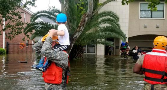 Texas National Guard soliders arrive in Houston, Texas to aid citizens from the storms of Hurricane Harvey. Photo by Lt. Zachary West, Texas Military Department