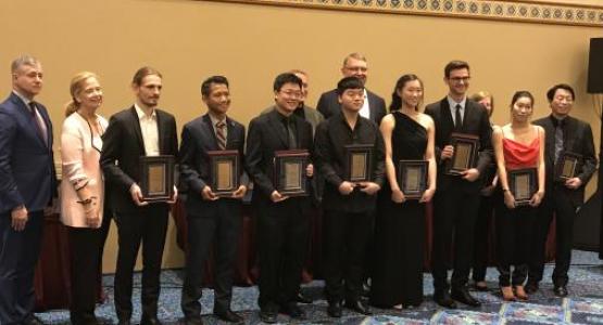  Jidong Zhong, third from left, at the Music Teachers National Association Young Artist Piano Competition.