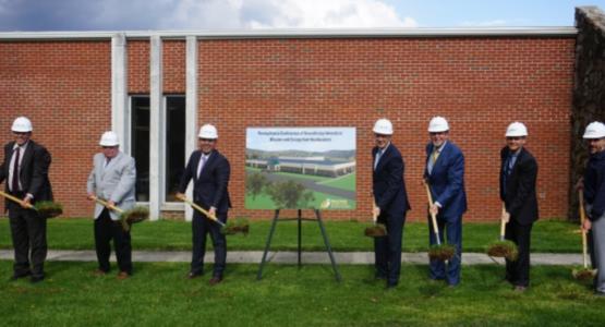 Leaders and officials break ground for the new Mission and Evangelism Headquarters on the campus of Blue Mountain Academy. Pennsylvania Conference, Gary Gibbs