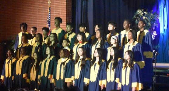 The Lake Nelson Adventist Academy high school choir sings during the annual Gospel Benefit Concert, an event dedicated to making a big difference in the lives of those in need. Lake Nelson Adventist Academy, New Jersey Conference, School Hosts a Night of Gospel, Grace and Giving, Hurricane Melissa, Jamaica,