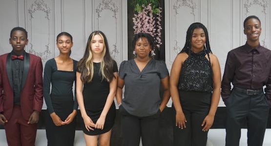 Joshua Njuguna, Daelyn Vargas, Britney Flores, Rachel Njuguna, Ashley Griffith and Daniel Lightbody attend the music camp. Children Beat Boredom by Joining Music Summer Camp, Lake Nelson Adventist Academy, New Jersey Conference