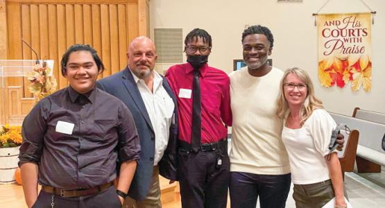 Shenandoah Valley Academy, Nicanor Montiel (’25), Jared Thompson (’88), David Delfish (’23), Duawne Starling (’88) and Traci Brossfield (’88)