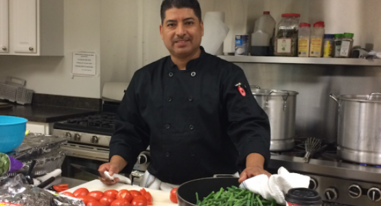 Pastor Marco Estrada, a former casino cook, now enjoys cooking for his congregation.