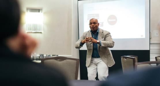 Pastor Marquis Johns presents at the Columbia Union Young Adult Summit. | Photo by Brian Tagalog
