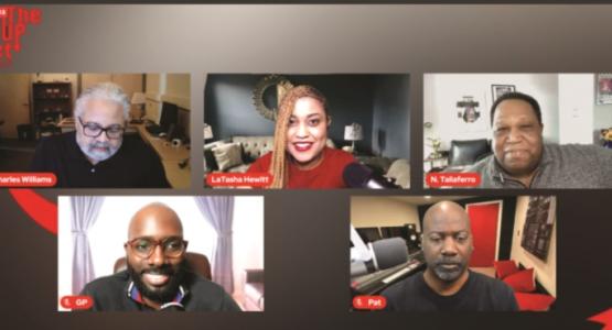 Charles Williams, AEC media director; LaTasha Hewitt, AEC communication director; William “Nick” Taliaferro, pastor of the West Philadelphia church; (bottom row) Geston Pierre, assistant pastor of Church of the Oranges in New Jersey; and Patrick Graham, AEC youth director The Upset Podcast