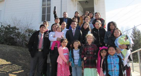 Members of the Moorefield Spanish Company Company gather outside their rented facility.