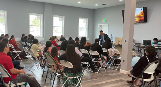 Between 60 and 80 people gather to worship God each Sabbath at the Moorefield Spanish Company. Between 60 and 80 people gather to worship God each Sabbath at the Moorefield Spanish Company.