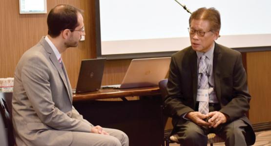 Nestor Bruno and Denis Mee-Lee address how depression and suicide can impact clergy by enacting a real-life case study at the Mental Health and the Faith Community Conference. Nestor Bruno and Denis Mee-Lee address how depression and suicide can impact clergy by enacting a real-life case study at the Mental Health and the Faith Community Conference.