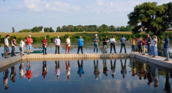 Camp Meeting attendees “prayer walk” in the early hours.