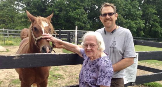 Betty Taylor, Delaware church attendee, and Dave Robinson, the late pastor and Camp Mohaven director, spend time together at the camp. Betty Taylor, Dave Robinson, Delaware Church