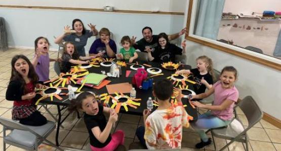 Kids and staff roar like a lion during a craft activity at Shamokin church’s LEGIT summer camp. Kids and staff roar like a lion during a craft activity at Shamokin church’s LEGIT summer camp.