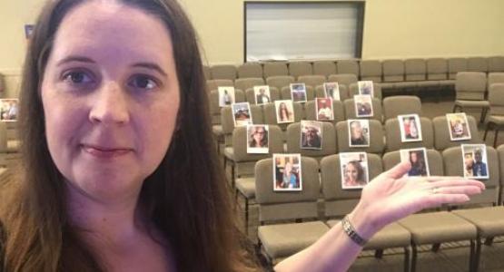 Pastor Heather Crews preached to a digital congregation last Sabbath. Members and friends from afar sent in their photographs to fill the seats.