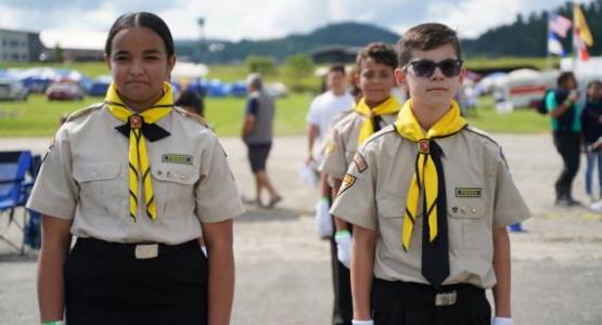 Columbia Union Pathfinders participate in a drill down at the Columbia Union camporee. Columbia Union Visitor photo