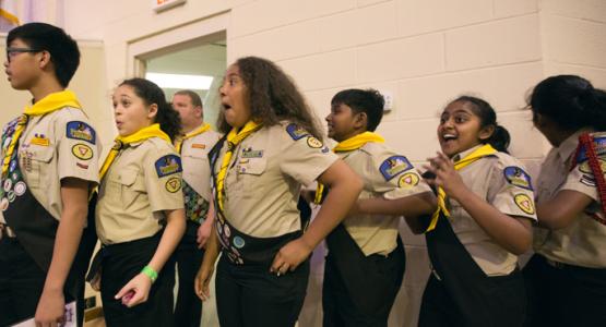 A team from Potomac Conference's Beltsville Pathfinder Club reacts to their placement. Photo by Pieter Damsteegt