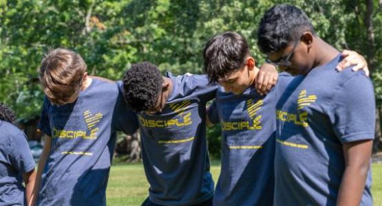 Lucas Chow (’27), William Miongo (’27), Andrew Pozo (’28) and Samuel Joel (’28) pause to pray during the academy’s spiritual retreat. Lucas Chow (’27), William Miongo (’27), Andrew Pozo (’28) and Samuel Joel (’28) pause to pray during the academy’s spiritual retreat.