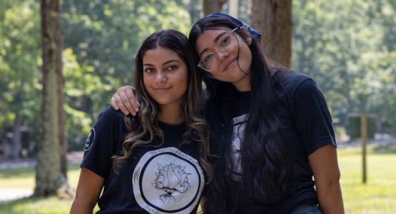 Students Sara Silva and Madelin Almaraz bond during the spiritual retreat at Mt. Aetna Retreat Center. Kicking Off the Year With Purpose, Spencerville Adventist Academy, Chesapeake Conference, Mt. Aetna Retreat Center, Dunbar Henri
