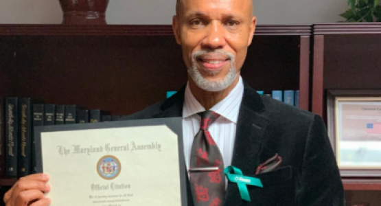 Anthony Medley, senior pastor of Allegheny East Conference's Emmanuel-Brinklow church, displays the citation from the Maryland General Assembly. Photo by Sheldon Kennedy 