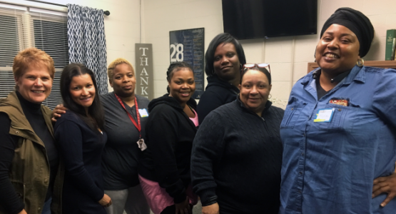 Brenda Kilgore (left) helps make single moms from the community, such as Yamile Sanchez, Cassandra Irvin, Krystal Brooks, April Mclaughlin, Venita Barnett and Nyra Williams, feel loved, valued and appreciated.