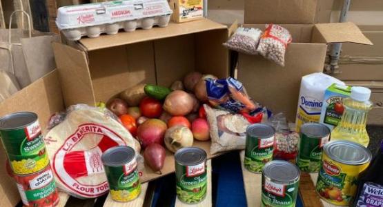 A typical food box that AGCGW delivers to Afghan families. A typical food box that AGCGW delivers to Afghan families.