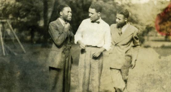 William Wright, Sr., (middle) shares a moment with his brothers Dale (left) and Paul.