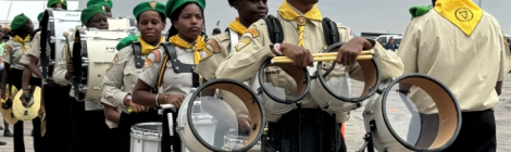 Allegheny East Conference's Metropolitan Metrolites Drum Corps prepare to showcase their talents.