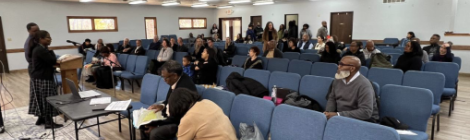 Attendees listen to a session during Victory church’s family retreat.