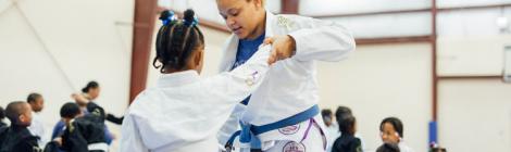 Photo of Kayla Dehm during a jiu-jitsu class session. by Brian Tagalog