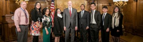 Blue Mountain Academy students and Assist program director Craig Johnson meet with Pennsylvania Governor Tom Wolf