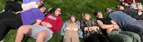 Students at Kettering College experience the 2024 eclipse.