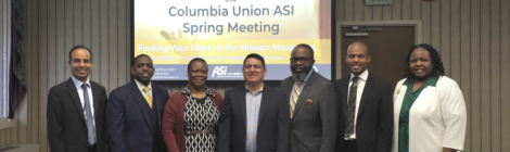 The newly elected Columbia Union ASI leadership team is comprised of members (left to right) Norbert Restrepo Jr., Pierre Monice, Fran Gourdet, Daniel A. Reed, Mark Brown, Lawrence Rykard, Jr., and Celeste Ryan Blyden.