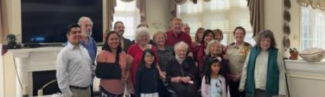 A group of Harrisburg First members celebrate Roberta "Bertie" Karmel's birthday