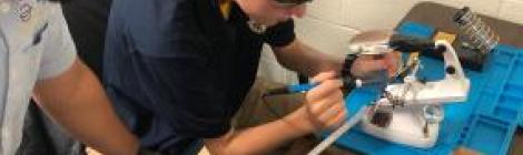 HVA STEM student Ian Voorhees (’22) does preliminary work on the High Altitude Balloon project.