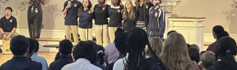 Highland View Academy students lead out in song service during Week of Prayer at Frederick Adventist Academy (Md.).